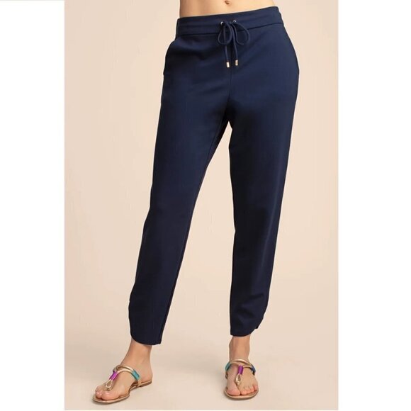 Trina Turk Women's Navy Blue Aja Drawstring Pants Size Small - Picture 1 of 9